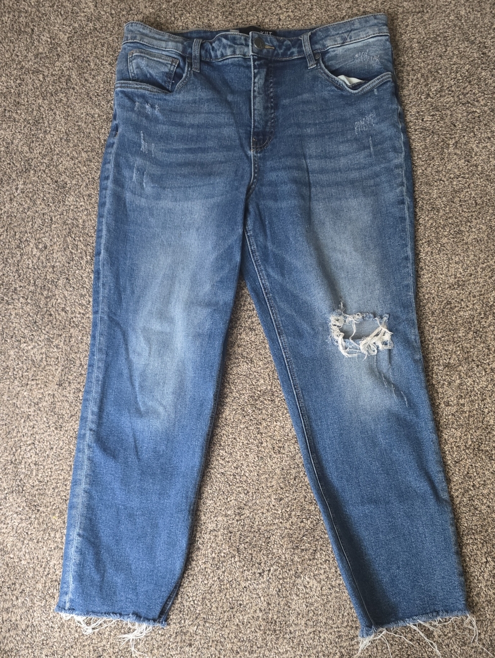 KUT From The Kloth Rachel Women’s Blue Distressed Straight-Leg Jeans